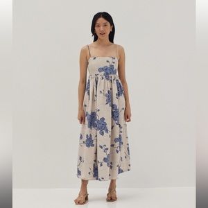 Love, Bonito Tanya Ruched Babydoll Dress in Prosperous Blooms - Size M